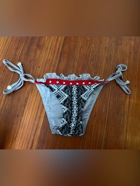 Despi Gray Tie-Side Bikini Bottom with Silver Grommets Size M